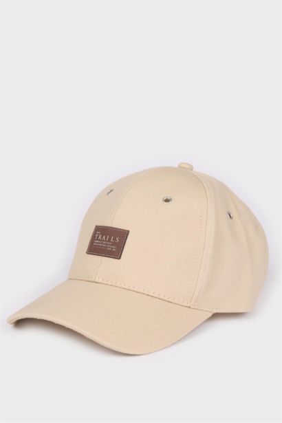 Man Cotton Label Print Cap