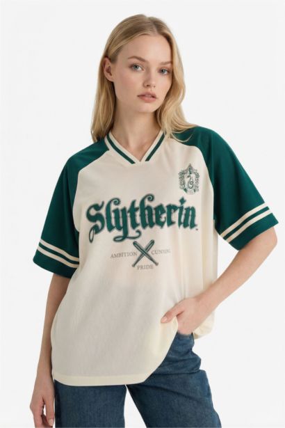 Harry Potter Oversize Fit Printed Polo T-Shirt