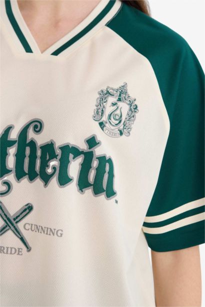 Harry Potter Oversize Fit Printed Polo T-Shirt