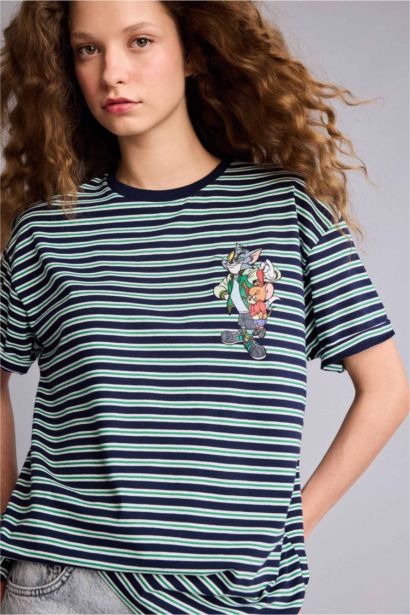 Tom & Jerry Oversize ұран өрнекті қысқа жеңді футболка