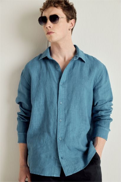 Relax Fit Woven Long Sleeve Shirt