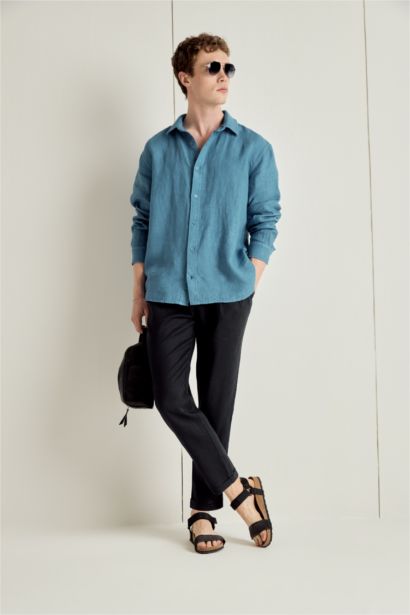 Relax Fit Woven Long Sleeve Shirt