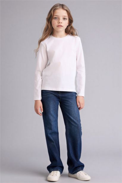 تيشيرت بناتي ردن طويل قصة عادية بياخة مستديرة