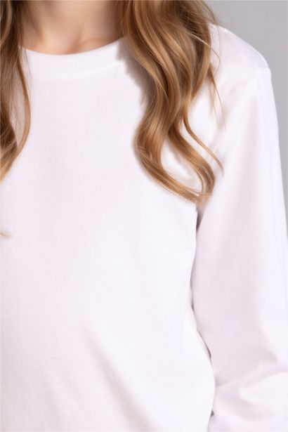 تيشيرت بناتي ردن طويل قصة عادية بياخة مستديرة