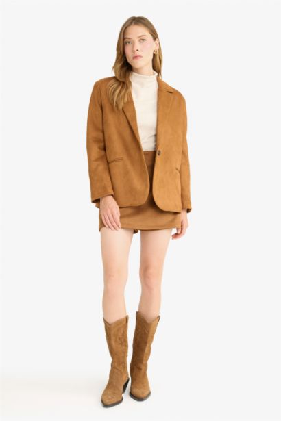 Regular Waist Mini Suede Skort