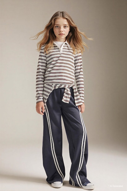 Girl Slim Fit Long Sleeve Polo T-Shirt