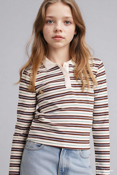 Girl Slim Fit Long Sleeve Polo T-Shirt