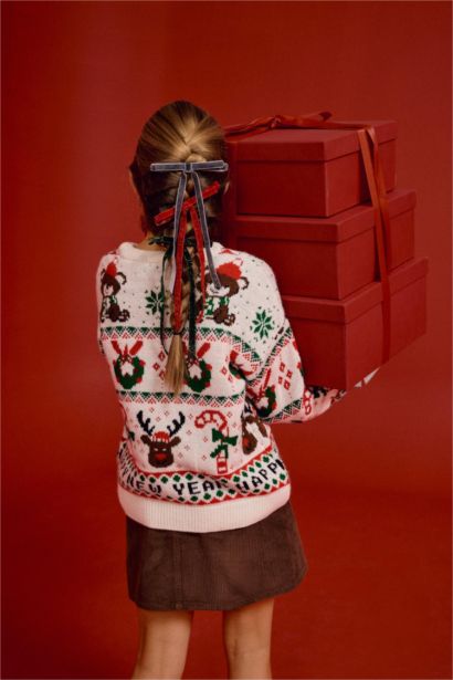 بلوفر بناتي اوفر سايز برقبة مستديرة