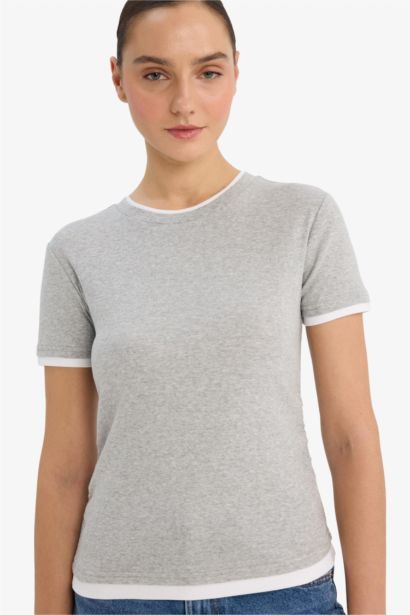 Облегающая футболка в рубчик Slim Fit с круглым вырезом