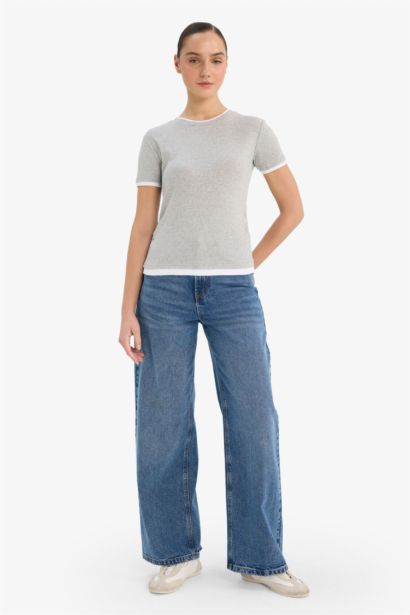 Облегающая футболка в рубчик Slim Fit с круглым вырезом