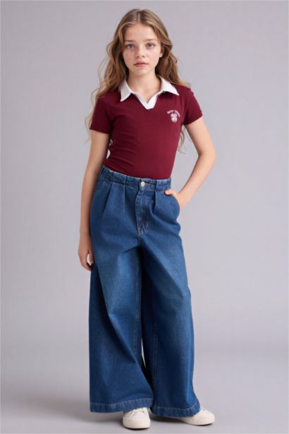 تيشيرت بولو بناتي نص ردن بطبعة شعار سليم فيت