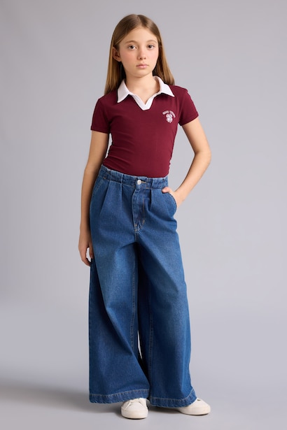 Girl Slim Fit Printed Polo T-Shirt