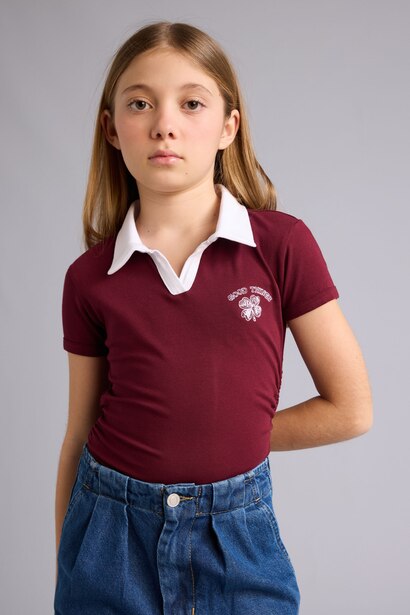 Girl Slim Fit Printed Polo T-Shirt
