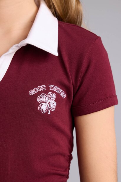 Girl Slim Fit Printed Polo T-Shirt