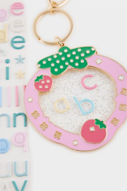 Kadın Çilek Temalı Harfli Charm Anahtarlık 