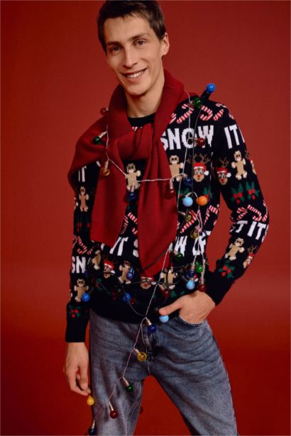 Christmas Themed Standard Fit Knit Pullover