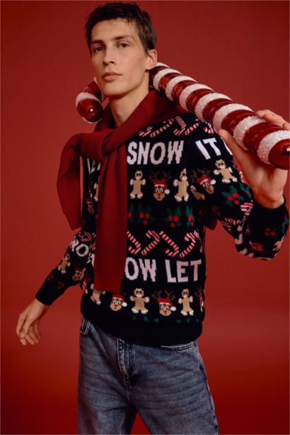 Christmas Themed Standard Fit Knit Pullover