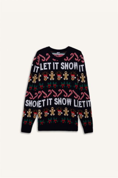 Christmas Themed Standard Fit Knit Pullover