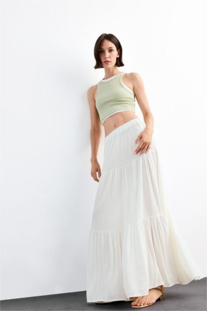 Cotton Lined Normal Waist Maxi Skirt