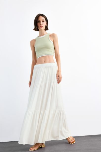 Cotton Lined Normal Waist Maxi Skirt