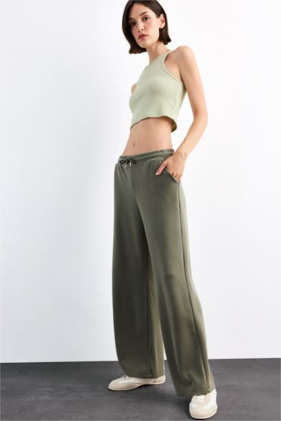 Relax Fit Elastic Waist Straight Leg Modal Trousers