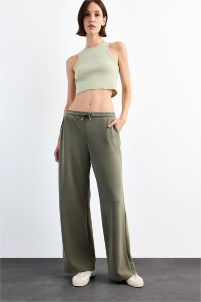 Relax Fit Elastic Waist Straight Leg Modal Trousers