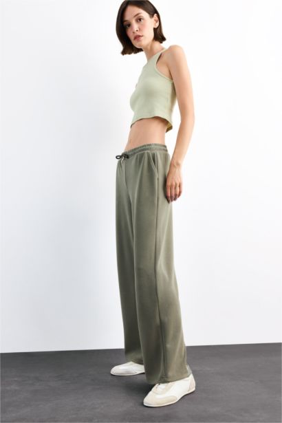 Relax Fit Elastic Waist Straight Leg Modal Trousers