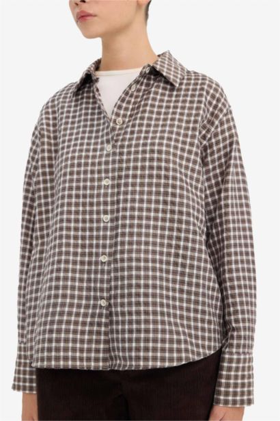 Afra x DeFacto Oversize Fit Gingham Poplin Shirt