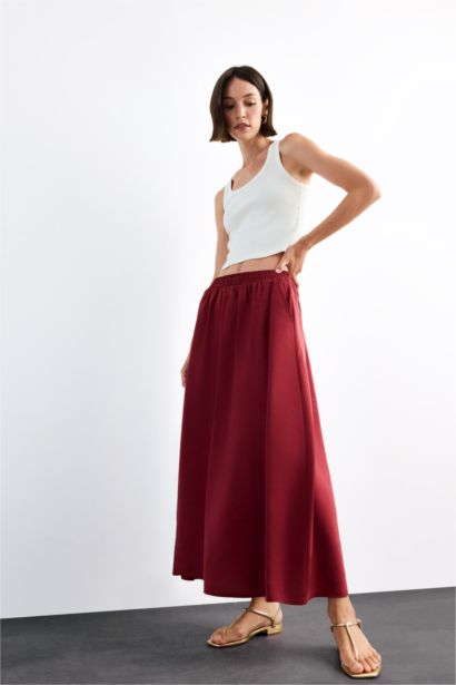 A Cut Normal Waist Midi Skirt