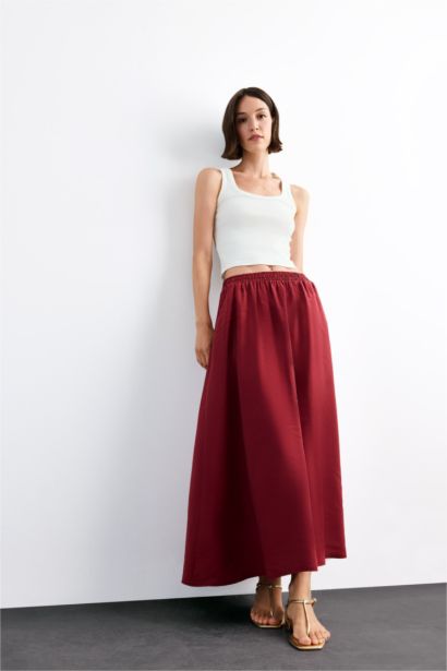 A Cut Normal Waist Midi Skirt