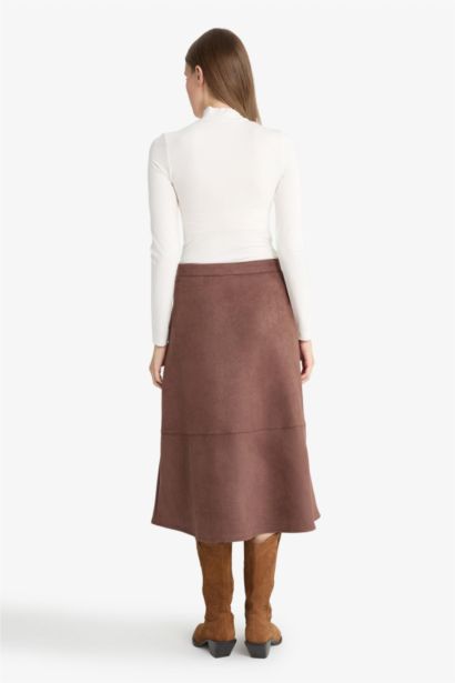 Wrap Suede Midi Skirt