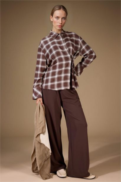Straight Wide Leg Crepe Trousers