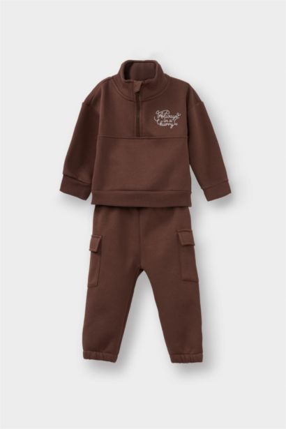 Baby Boy 2 piece Regular Fit High Neck Sweatshirt Sweatpants Set