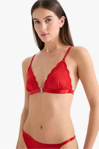 Satin with Lace Unpadded Bra