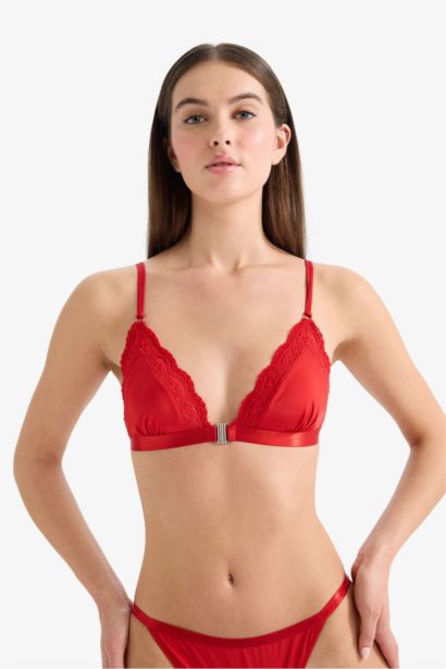 Satin with Lace Unpadded Bra