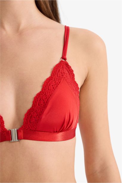 Satin with Lace Unpadded Bra