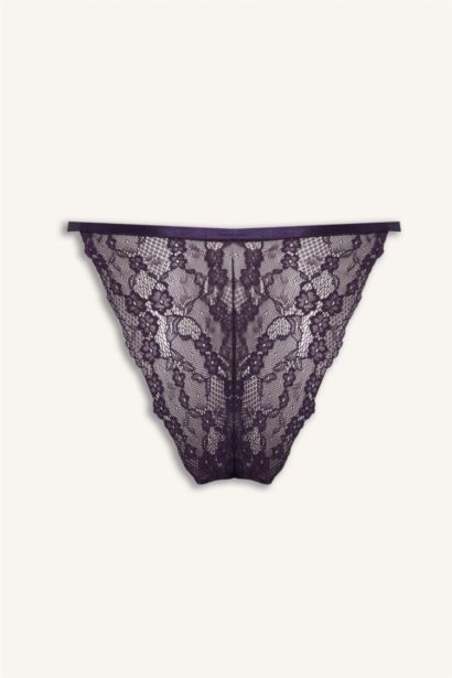 Атласные трусики-бразилиана с кружевными деталями