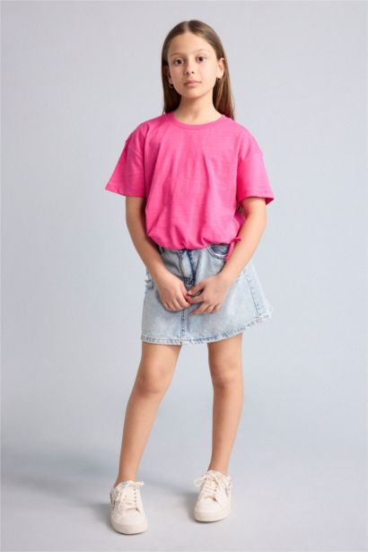 Relaxed Fit Penye Tişört Kız Çocuk
