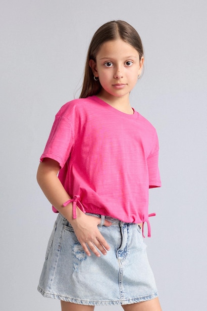 T-shirt à manches courtes Col rond Fille