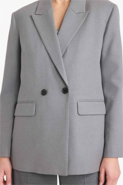 بليزر مخطط اوفر سايز بياقة جاكيت