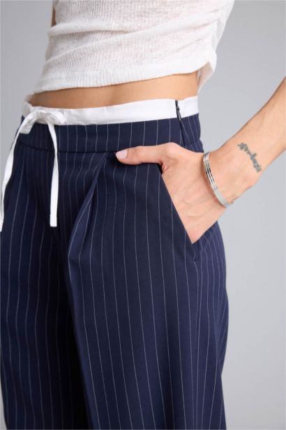 Wide Leg қос қалталы жоғары белді ұзын шалбар