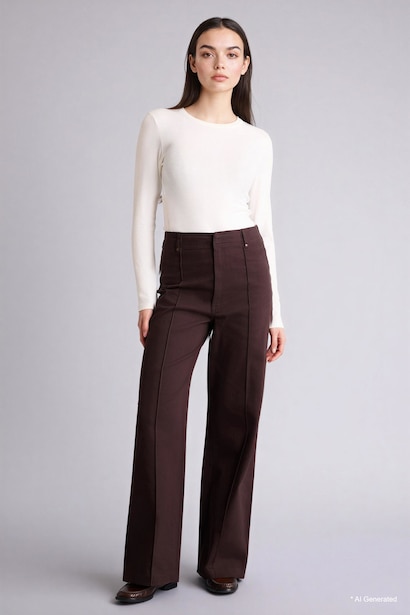 Wide Leg Wide Leg Zipper Pocket Gabardine Trousers