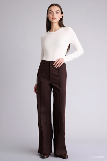 Wide Leg Wide Leg Zipper Pocket Gabardine Trousers