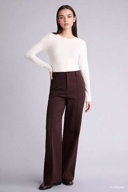 Wide Leg Wide Leg Zipper Pocket Gabardine Trousers