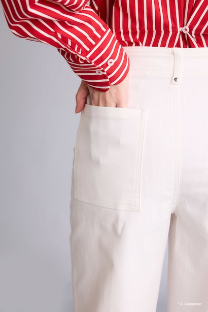 Wide Leg Wide Leg Zipper Pocket Gabardine Trousers
