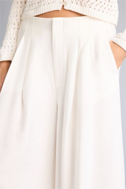 بنطلون فيسكوز كولوت فيت شارلستون بجيب وخصر عالي