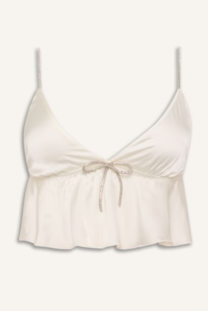 Regular Fit Saten Pijama Üst