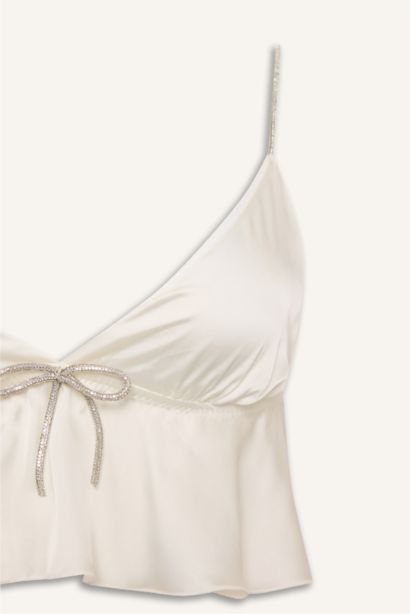 Regular Fit Saten Pijama Üst