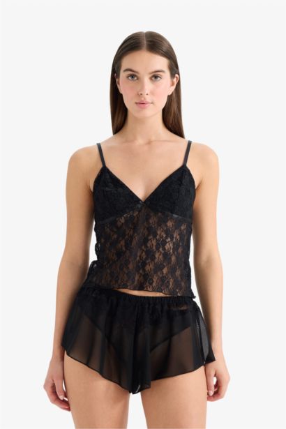 Regular Fit Dantel Detaylı Tül Alt