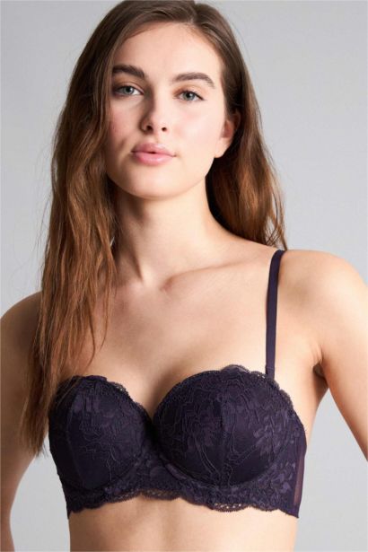 Lace Detail Half Padded Strapless Bra